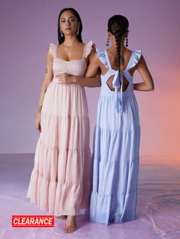 RSVP by Nykaa Fashion - Pink Ruched Sweetheart Maxi Dress