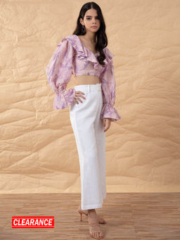 RSVP by Nykaa Fashion - Pink Floral Print V Neck Ruffle Top