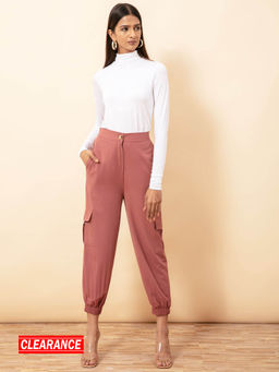 Twenty Dresses by Nykaa Fashion - Pink Solid Cropped Joggers