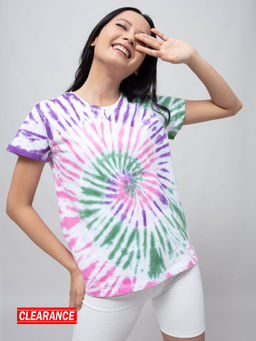 Twenty Dresses by Nykaa Fashion - Multicolor Tie And Dye Crew Neck TShirt