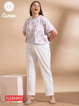 Twenty Dresses by Nykaa Fashion - Curve White Tie And Dye Crew Neck T Shirt
