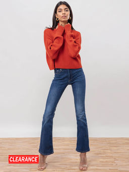 Twenty Dresses by Nykaa Fashion - Rust Solid Turtle Neck Sweater Top