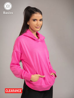 Twenty Dresses by Nykaa Fashion - Basics Pink Solid Full Sleeves Hoodie