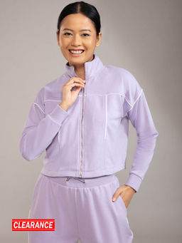 Twenty Dresses by Nykaa Fashion - Basics Purple Solid High Neck Sweatshirt