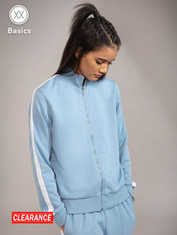 Twenty Dresses by Nykaa Fashion - Basics Blue Solid High Neck Sweatshirt