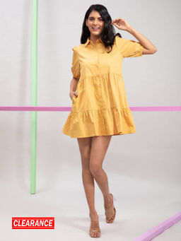 Twenty Dresses by Nykaa Fashion - Yellow Solid Collared Mini Dress