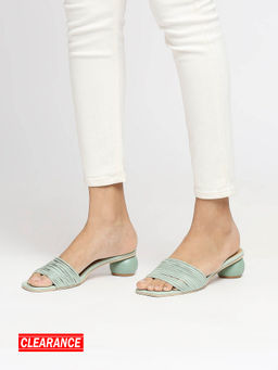 Twenty Dresses by Nykaa Fashion - Mint Green Square Toe Circular Block Heels