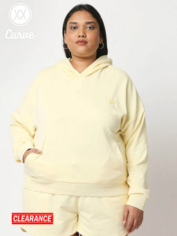 Twenty Dresses by Nykaa Fashion - Curve Yellow Solid Full Sleeves Basics Hoodie