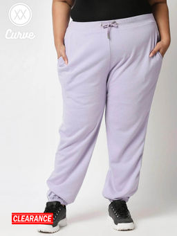 Twenty Dresses by Nykaa Fashion - Curve Purple Solid Ankle Basics Jogger Pants