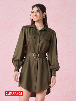 Twenty Dresses by Nykaa Fashion - Green Saving The Party Dress With Belt