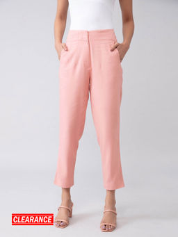 Twenty Dresses by Nykaa Fashion - Work Pink Solid Cropped Pants