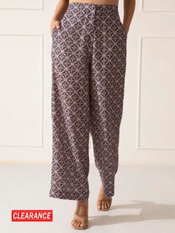 Twenty Dresses by Nykaa Fashion - Mauve Multicolor Geometric Flared Pants