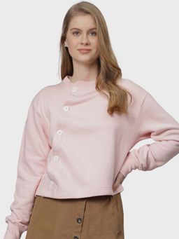 Campus Sutra - Pink Solid Sweatshirt