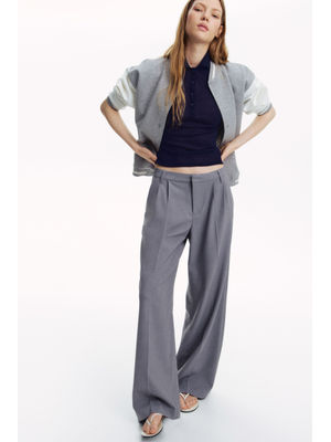 H&M Women Grey Wide Tailored Trousers