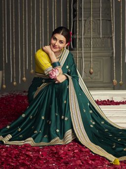 Odette - Green Silk Woven Design Saree with Unstitched Blouse