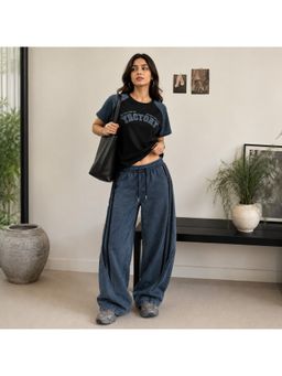 Loveable Creations By Muskan - Voyage Black Travel Street T-Shirt and Pant