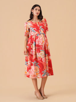 The Mom Store - Garnet Glow Maternity and Nursing Dress