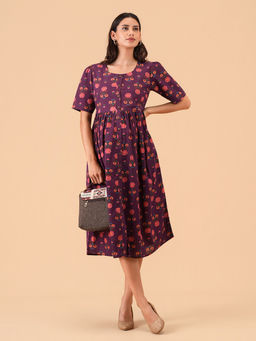 The Mom Store - Purple Royale Maternity and Nursing Dress