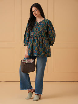 The Mom Store - Neel Paisley Embroidered Maternity and Nursing Top