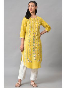 W - Yellow Floral Kurta