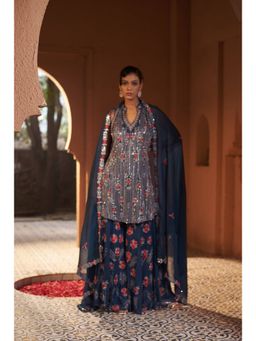 Sonia Khatri - Blue Orchid Sharara with Kurta and Dupatta (Set of 3)