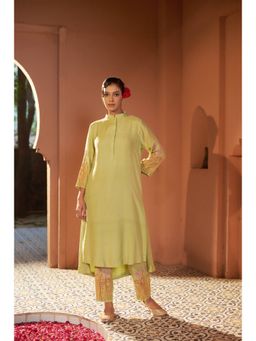 Sonia Khatri - Yellow Malmal Kurta with Pant (Set of 2)
