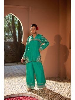 Sonia Khatri - Deep Sea Green Kurti with Palazzo (Set of 2)