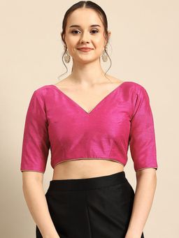 FLAHER - Pink Art Silk Stitched Blouse