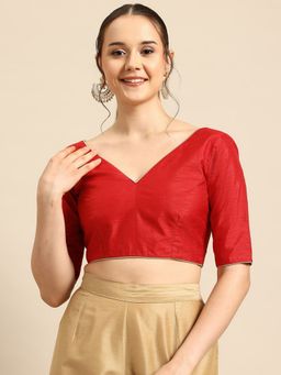 FLAHER - Red Art Silk Stitched Blouse