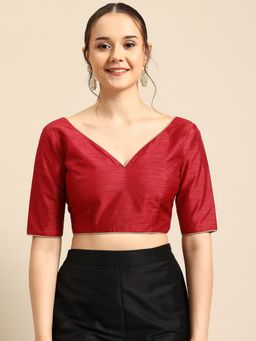 FLAHER - Maroon Art Silk Stitched Blouse