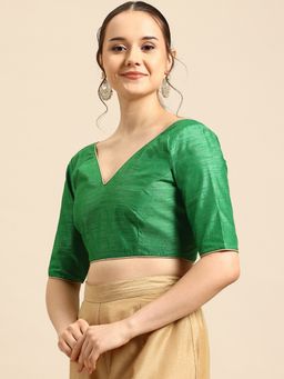 FLAHER - Green Art Silk Stitched Blouse