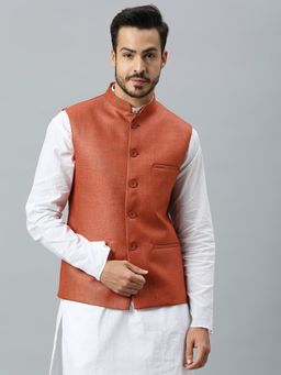 ESSAS club - Men Rust Solid Nehru Jacket