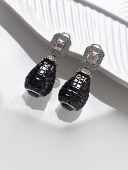 Peach Tassels - Black Stone Black Ad Earrings