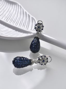 Peach Tassels - Blue Ad Stone Earrings