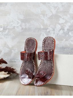 Fabindia - Women Brown Leather Nakashi Flats