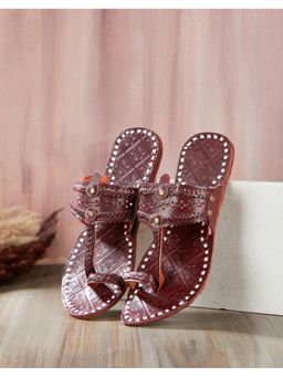 Fabindia - Women Brown Leather Nakashi Flats