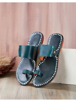 Fabindia - Women Teal Leather Flats