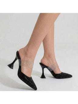 OZZARO - Women Black Midnight Dust Spool Heels