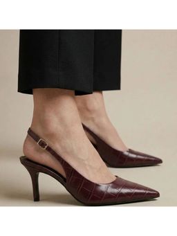 OZZARO - Women Maroon Textured Shine Stiletto Heels