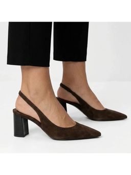 OZZARO - Women Brown Bar Shine Block Heels