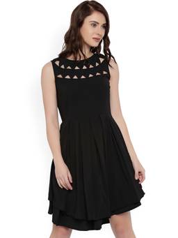 RARE - Women Black Fit And Flare Dress