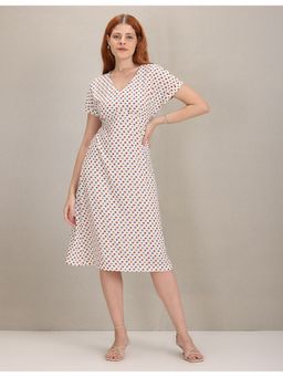 U.S. POLO ASSN. - White Geometric Print Empire Waist Dress