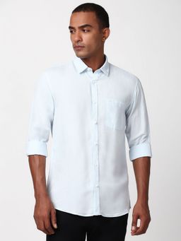 Peter England - Men Blue Slim Fit Solid Shirt