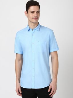 Peter England - Men Blue Slim Fit Solid Shirt