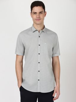 Peter England - Men Grey Slim Fit Print Shirt