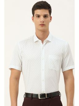 Peter England - Men White Regular Fit Half Sleeves Formal Shirt