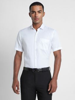 Peter England - Men White Regular Fit Half Sleeves Formal Shirt