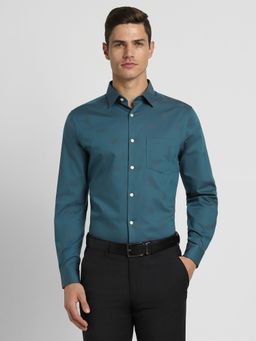 Peter England - Men Teal Slim Fit Full Sleeves Formal Shirt