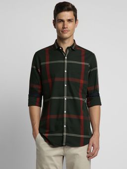 Peter England - Men Green Slim Fit Full Sleeves Formal Shirt