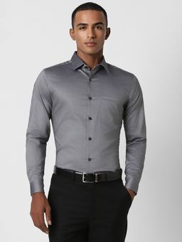 Peter England - Men Grey Slim Fit Full Sleeves Formal Shirt